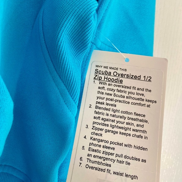 ONLY ONE ‼️ Lululemon Scuba Electric Turquoise Half Zip Hoodie Size XS/S - Picture 8 of 9